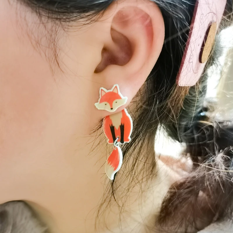 2022 Cartoon Animal Dachshund Dogs Cartoon Anime Acrylic Clip Earrings Stud Earrings Resin Epoxys Ear Jewelry