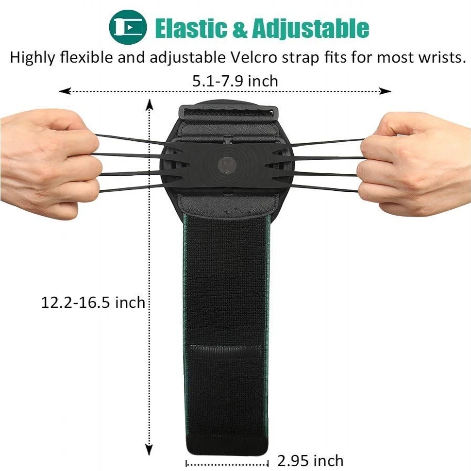 Wristband Running Phone Holder for iPhone 15 for Samsung for Huawei 180º Rotatable Sport Armband Workout Forearm Holder Jogging