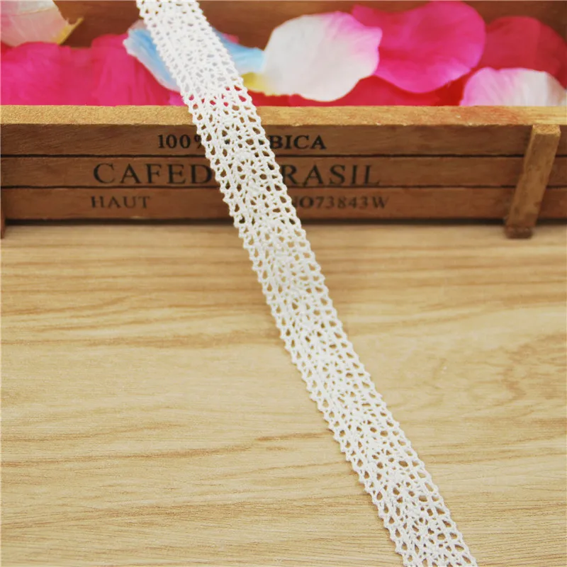 17mm Cotton Lace Trim Ivory Fabric Sewing Accessories Cloth Wedding Dress Decoration Ribbon Craft Supplies 400yards LC117-R