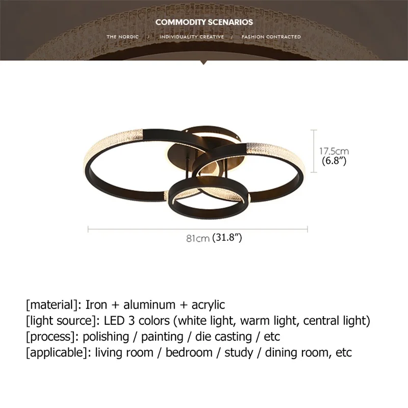 86LIGHT Nordic Ceiling Lights Fixtures Contemporary Simple Round Lamp LED Home For Living Room