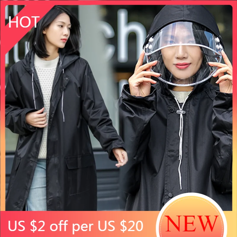 

Women Hoodie Raincoat Foldable Running Bicycle Hiking Camp Black Raincoat Women Fashion Impermeabile Donna Home Garden AG50YY