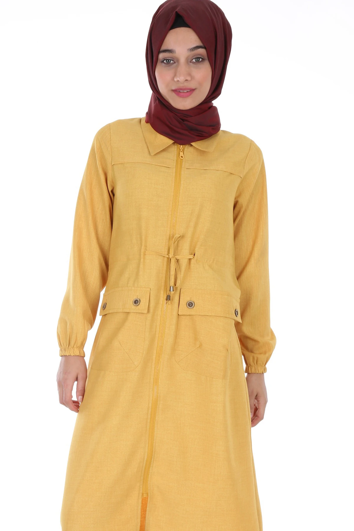 

Fronting Through-hole Zipper Hijab Trenchcoat Women Clothing Winter Women Clothing Winter İstanbulstyles Islamic Women 'S Long Jacket Women 'S Jacket