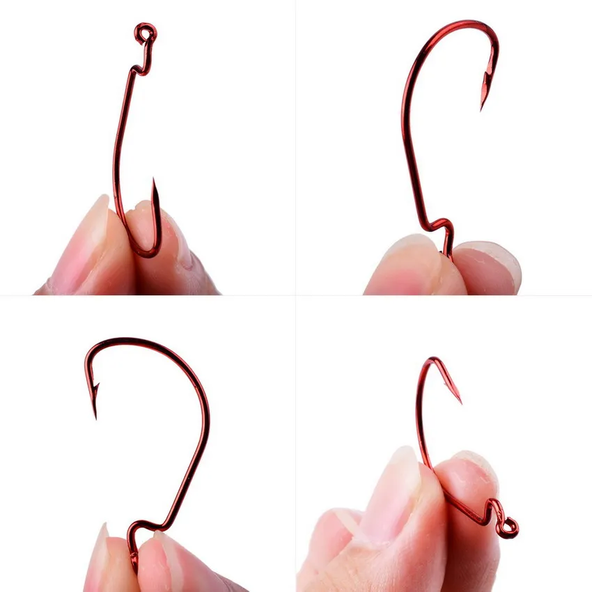 10 teile/satz Angelhaken Carbon Stahl Breite Kurbel Offset Angelhaken Für Weiche Wurm Köder 5/0 # -1 # Karpfen-Angelhaken mit Barsch-Stachel – Detail 4