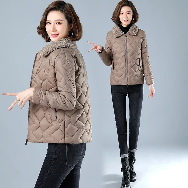 Women Lightweight Cotton Padded Parkas Short Jacket Casual Mom\'s Coat Autumn And Winter cotton Outwear