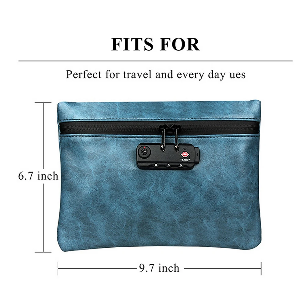 Smoking Smell Proof Bag Leather Tobacco Pouch with Combination Lock Stash Container Case Waterproof Anti-odor Storage Bag