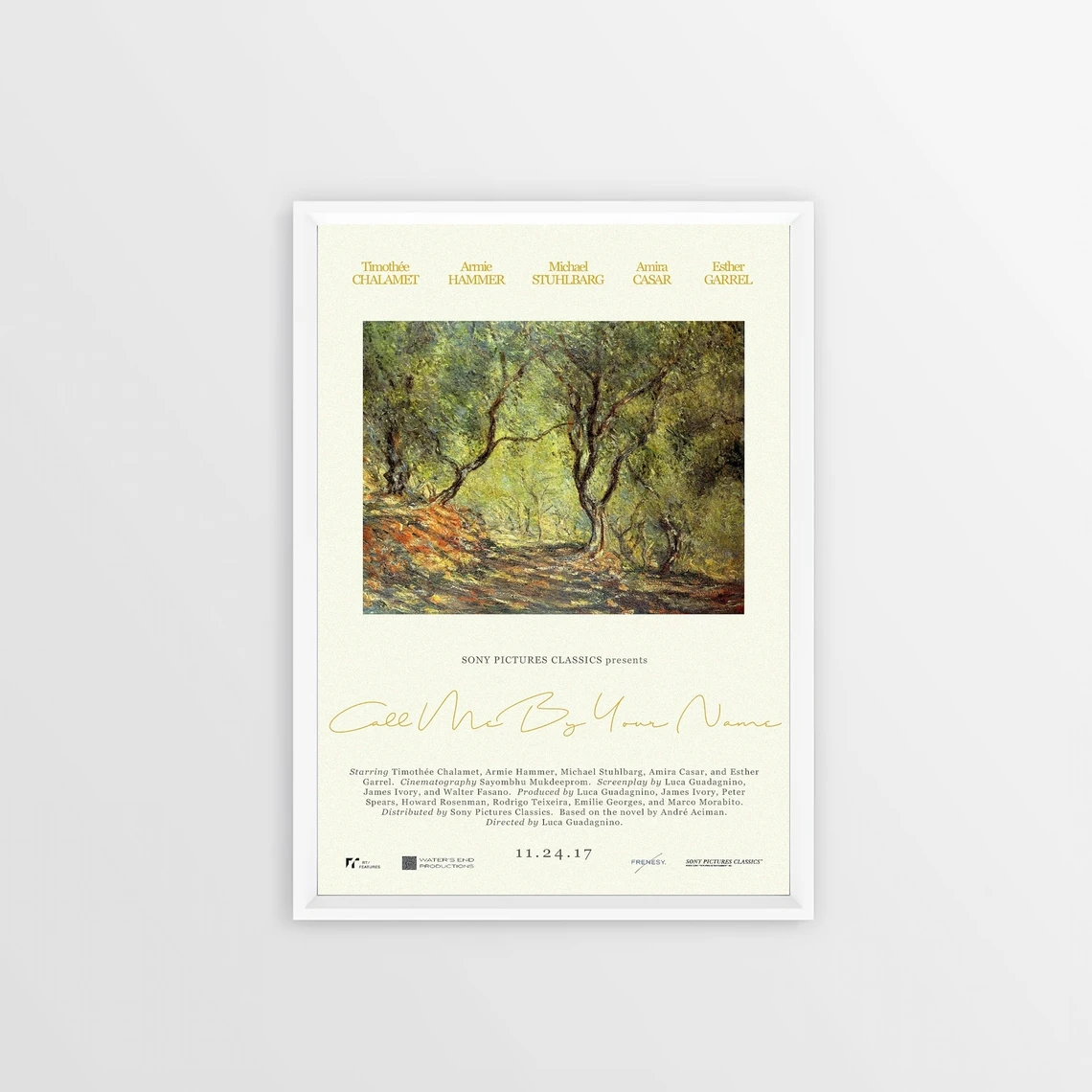 اتصل بي باسمك ملصق الفيلم الكلاسيكي الشعبي قماش المشارك طلاء جدران ديكور المنزل (بدون إطار)