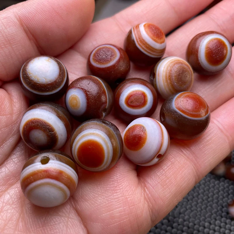 1pc 16mm Tibetan Agates Dzi Beads White Red Onyx Carnelian Round One Eye Brown Chalcedony Bead for Reiki Jewelry Prayer Random