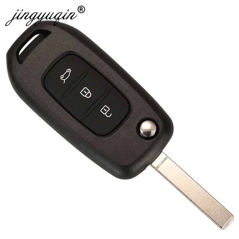 jingyuqing Car Flip Key Case For Renault Kadjar Captur Symbol Kaptur Megane Logan 2013- 2018 3BTN Key Remote Fob Shell Housing