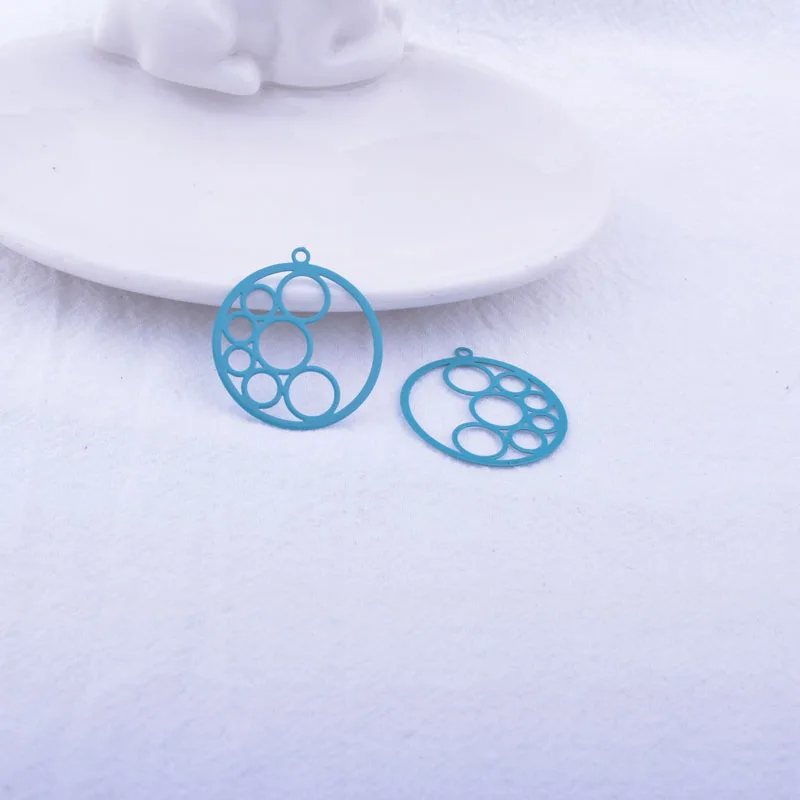 50 Stück AB6030 25mm Runde Anhänger aus Messing in Blattform für DIY-Schmuckherstellung und Ohrringzubehör – Detail 11