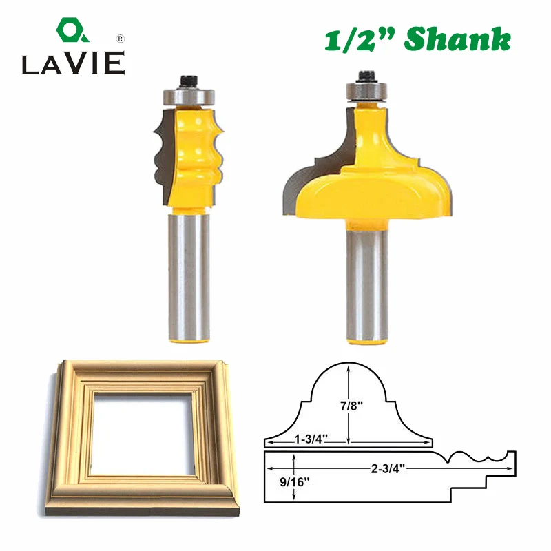 

LAVIE 2pcs 1/2 Shank Picture Frame Router Bits Tenon Cutter C3 Carbide Line Bit Woodworking Milling Cutter for Wood