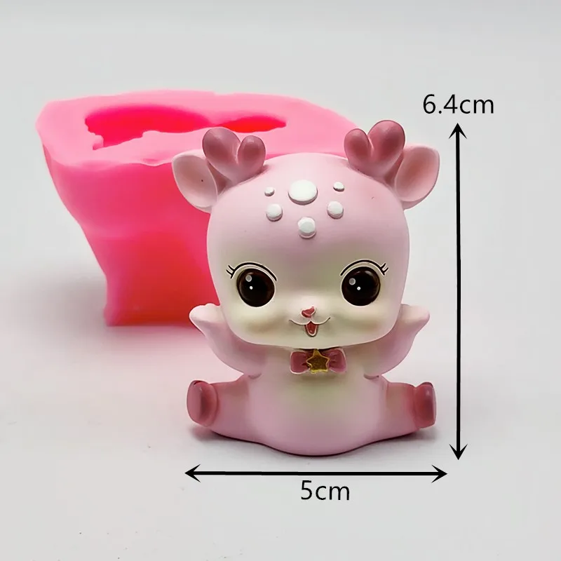 new! 3d Christmas deer silicone mold diy soap candle resin mold chocolate fondant cake decoration tool