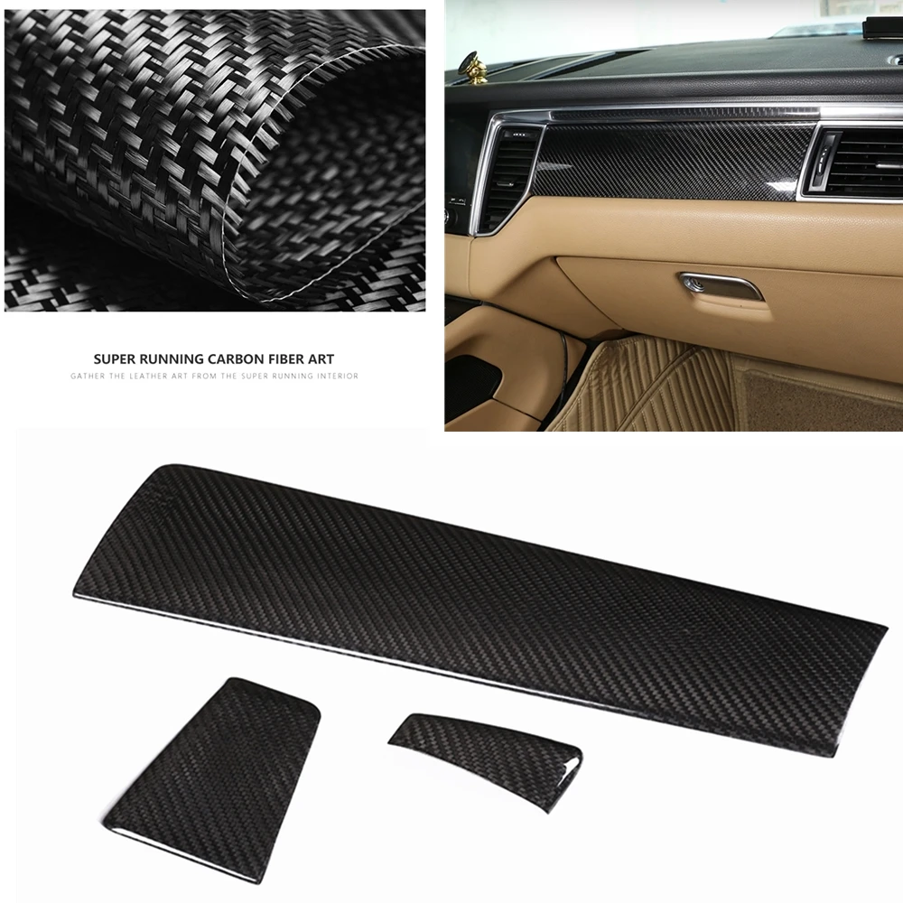 

3pcs For Porsche Macan 2014-2021 Real Carbon Fiber Interior Center Console Dashboard Panel Trim Cover Sticker