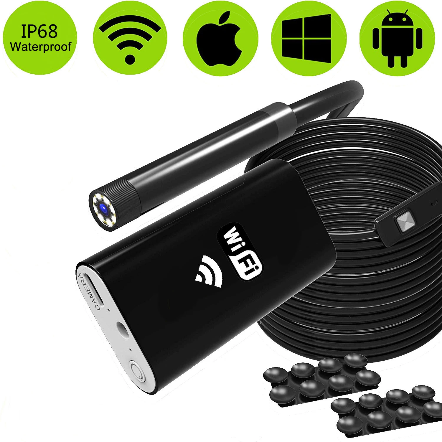 Universal WiFi Endoscope Camera Pipe Tube 2MP 8mm Wireless USB Borescope Car Inspection Camera IP67 For IOS Android Phone Tablet