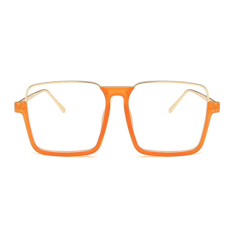 Women Oversized Square Glasses Vintage Metal Half Frame  display picture 1