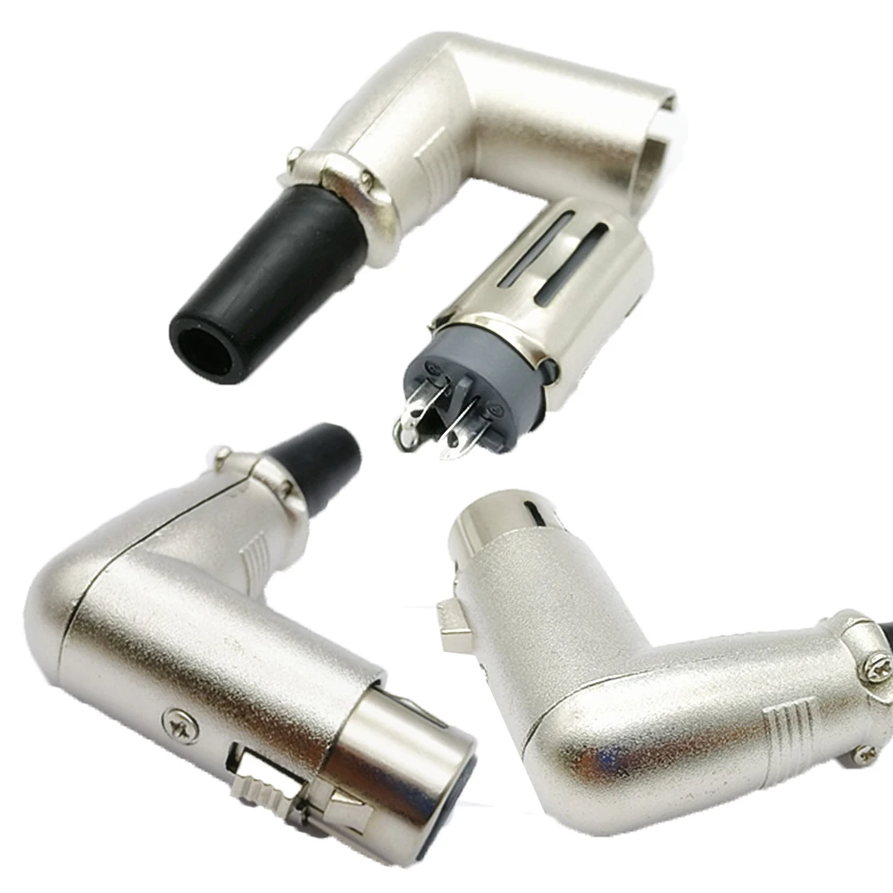3Pin XLR Microphone Audio Cable Plug Connectors Cannon Cable Terminals DIY Audio Signal Plug 90 Degree Lighting Cable DMX Cable