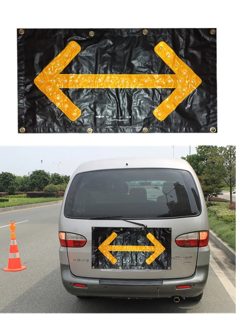 46CM*85CM Foldable LED Traffic Guidance PVC  Double Way Arrow Safety Warning Flashing Lights Magnetic Suction LED Guidepost