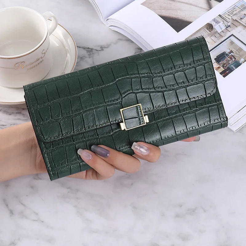 Wallet Ladies Long Korean Version of The New Pure Color Simple Student Buckle Multi-card Position Large Capacity Female Wallet