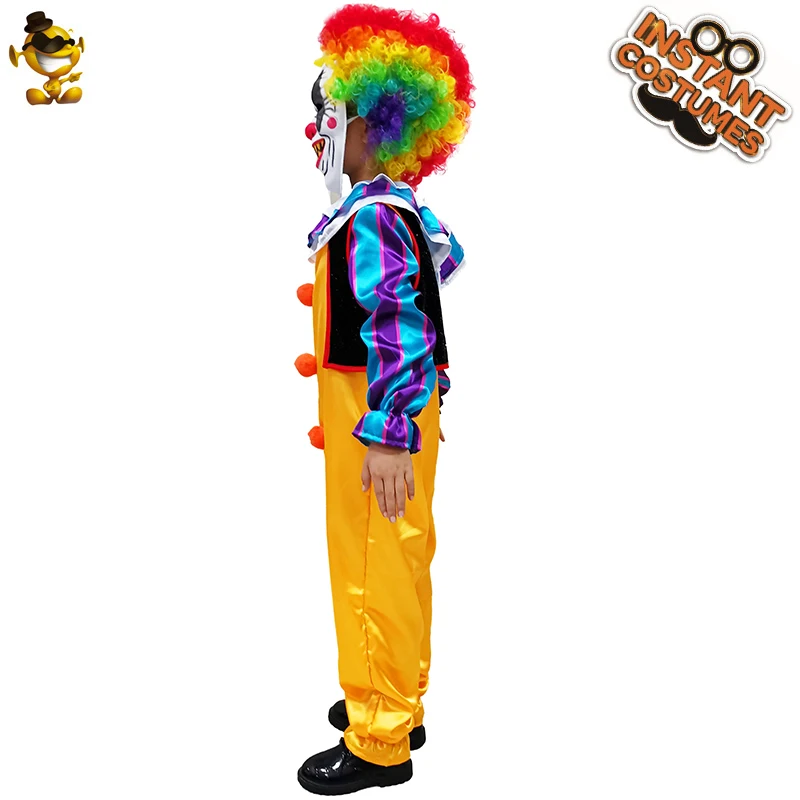 Scary Clown Costumes Boys Role Play Halloween Costumes Cosplay Kids clown Clothes Colorful wig Clown Costumes