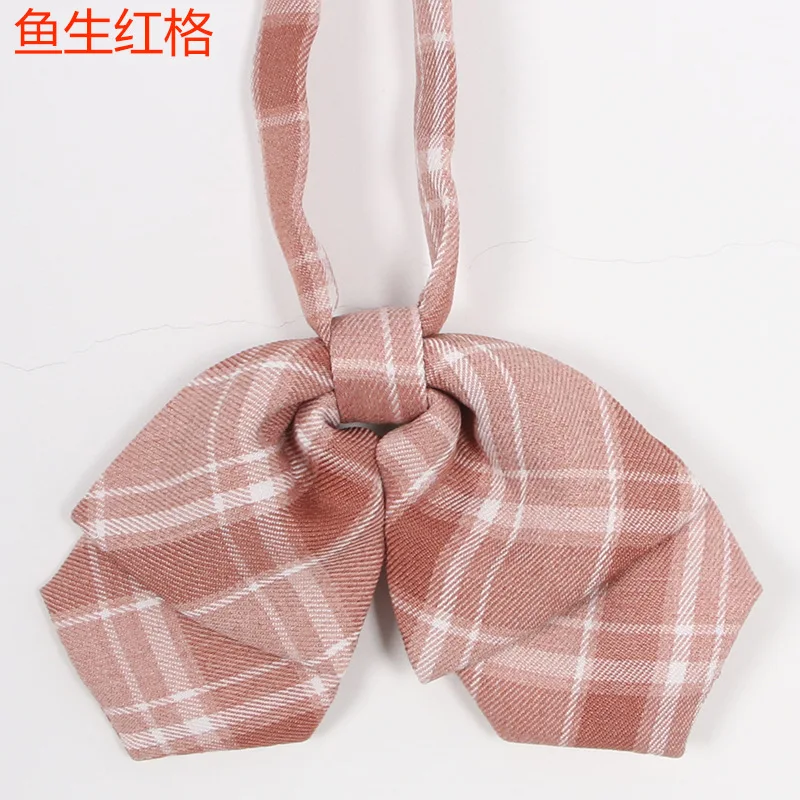 Japanese School JK Uniform Double Bow Tie For Girls Uniform Accessories Plaid Butterfly Cravat School Sailor Suit Flowers Tie