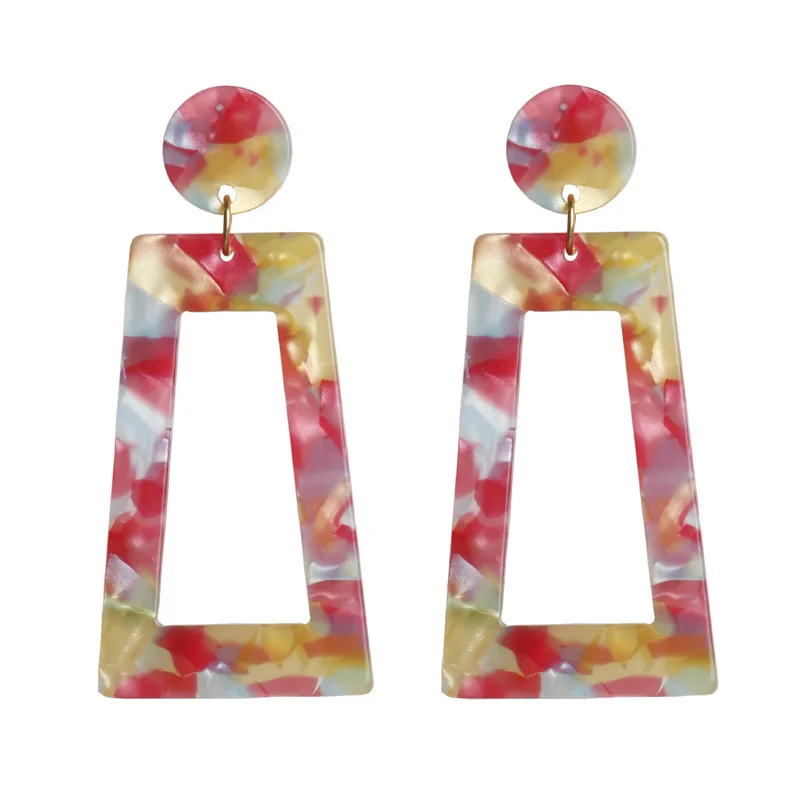 Acrylic Earrings 2020 Big Statement Earrings For Women Resin Oval Square Geometric Earrings Bohemian Jewelry Gift