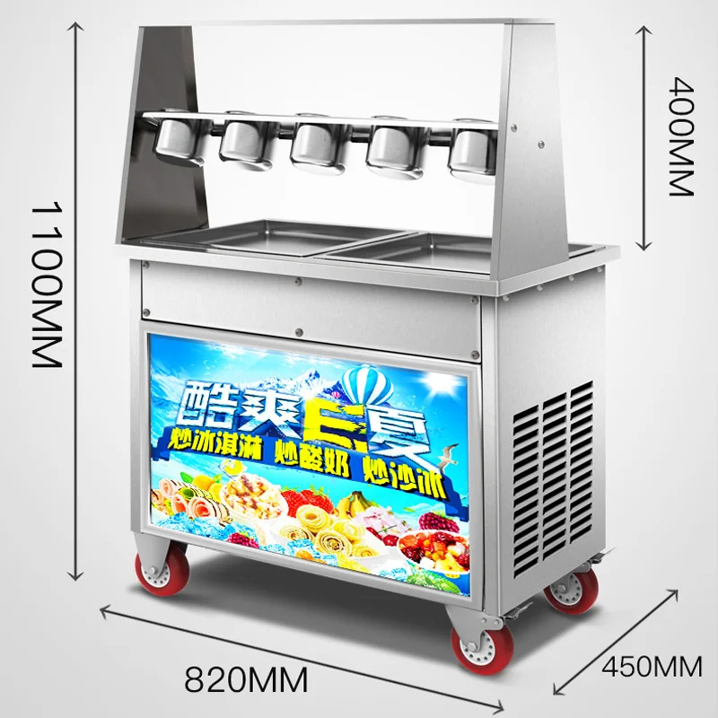 New fried ice cream machine with R410a refrigerant CE 220V 110V Thai fried ice cream roll machine quick freezing