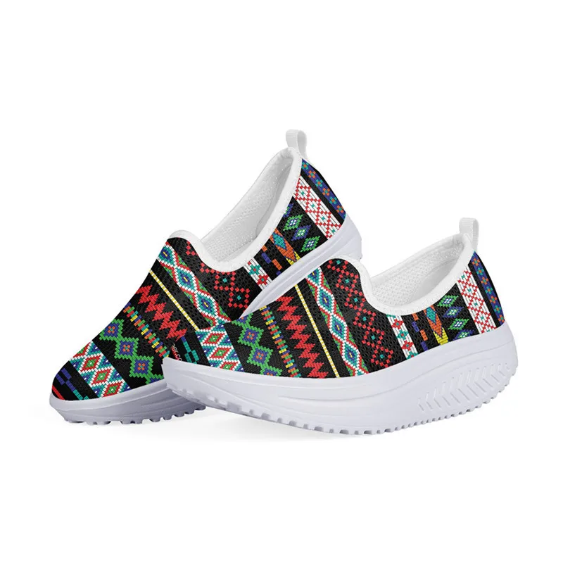 

WHEREISART African Tribe Ethnic Flower Flats Platform Mesh Height Increasing Summer Women Shoes Casual Sneakers Ladies Zapatos