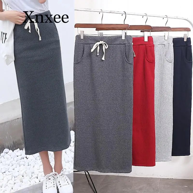 

winter autumn Spring Bodycon Split Long Skirts Womens Summer Sexy High Waist Lace-Up Maxi Skirt Black Elegant Pencil Skirt Women