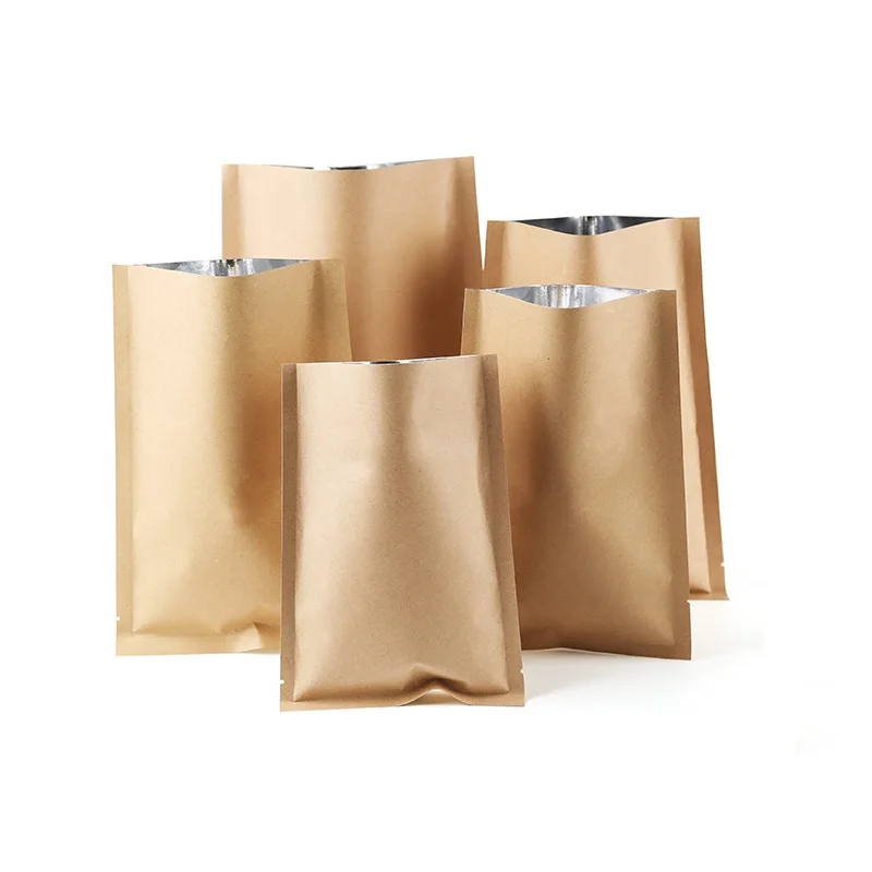 

2000Pcs Open Top Kraft Paper Mylar Foil Bag Heat Vacuum Seal Tear Notch Food Storage Packaging Pouches for Coffee Candy Tea Pack