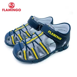 Zapatos informales de flamenco para niños, Sandalias planas de colores mezclados para exteriores, talla 27-33, 201S-HL-1739/1740