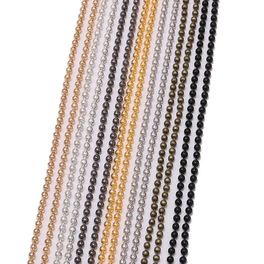 5 m/partia 1.2-2.4mm metalowa kula łańcuszki z koralików 7 kolorów dla DIY naszyjniki komponenty do wyrobu biżuterii łączy akcesoria hurtownia