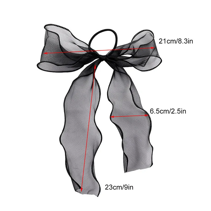 Sweet Big Bow Organza Streamers Hair Scrunchies Soft Ponytail Elastic Hair Ties Rope Girls Hair Accessories Women Ribbon Bands