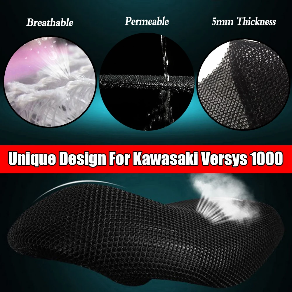For Versys1000 ABS Rear Seat Cowl Cover Waterproof Insulation Net 3D Mesh Protector Motorcycle Accessories Versys 1000