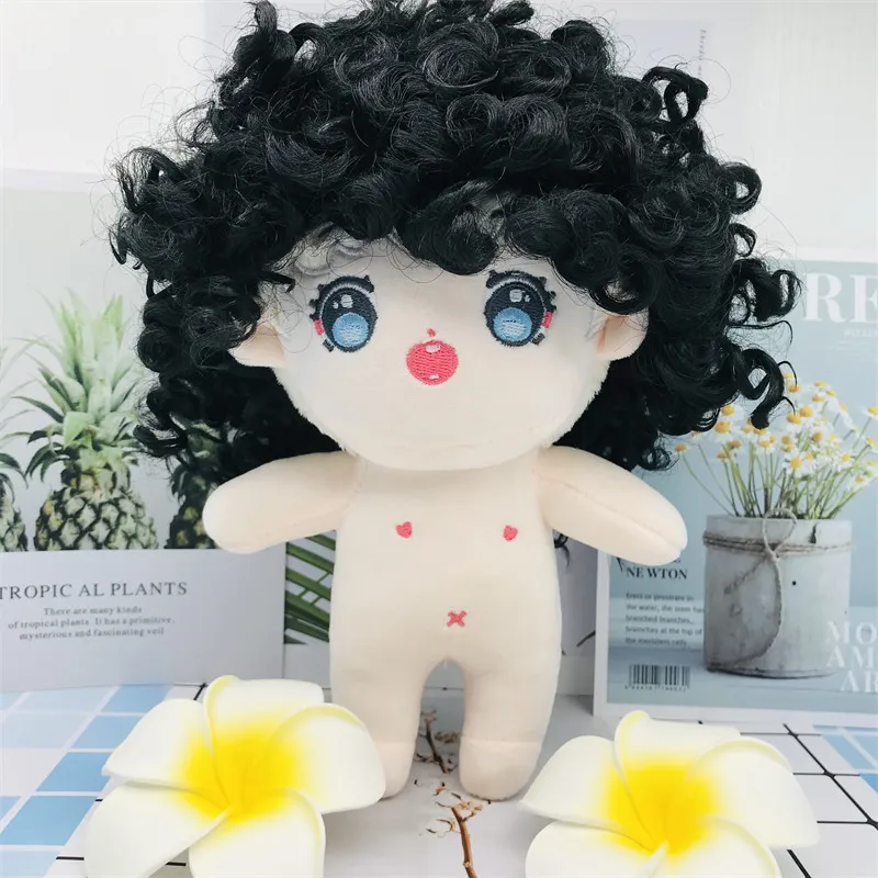 20CM doll hair golden brown long curly hair black short curly hair wig can make a variety of hairstyles DIY doll accessories