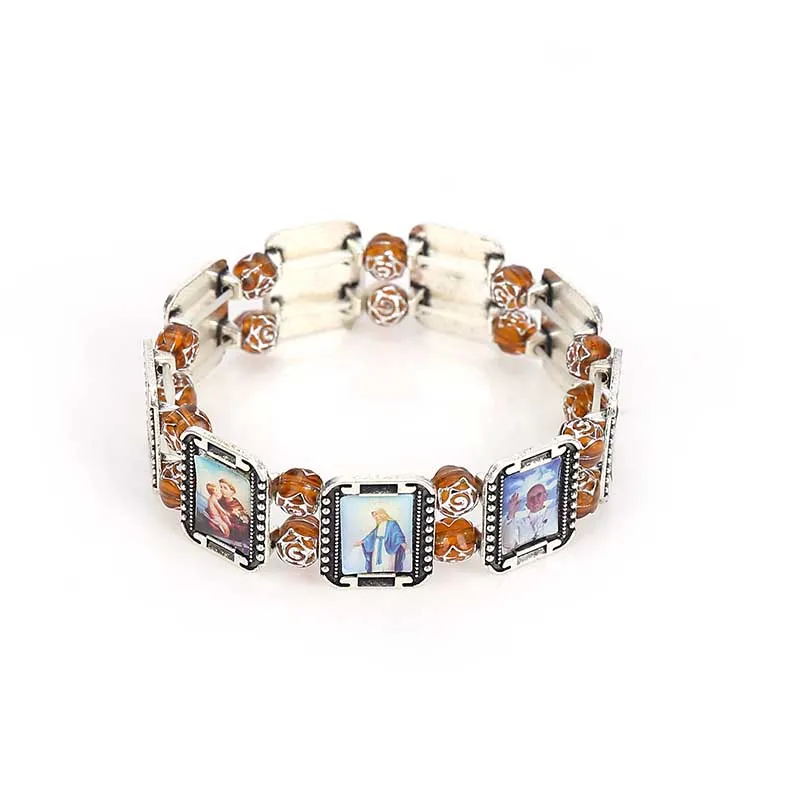 Catholic alloy rectangular Catholic holy bracelets, random Catholic pictures, religious ornaments