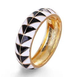 Women Fashion Dripping Oil Geometric Punk Metal Slim Cuff Wide Bracelet For Women Bangles Bracelets Jewelry