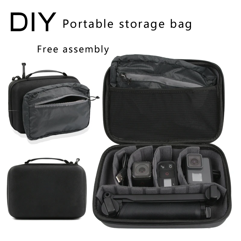 Portable Case DIY Travel Storage Bag for gopro hero 10 9 8 7 6 5 4  Xiaomi yi 4K Mijia EKEN SONY  sport Camera waterproof Box