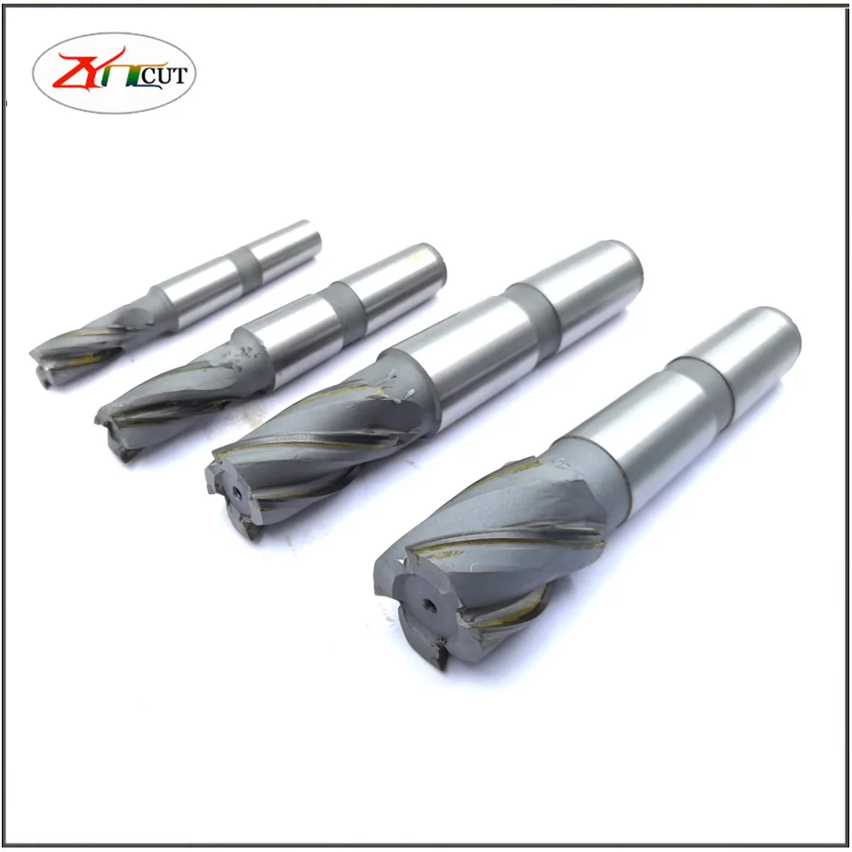 MT2 MT3 4# 20/25/30/35/40/50mm High speed steel insert carbide spiral milling cutter End mill with taper shank with welding edge