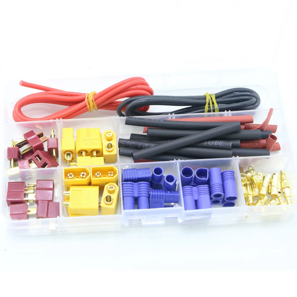 T Plug / XT60 / XT90 / EC3 / EC5 Male & Female Plug Adapter Connectors with 16AWG Silicone Wire and Shrink Tube For RC FPV Drone