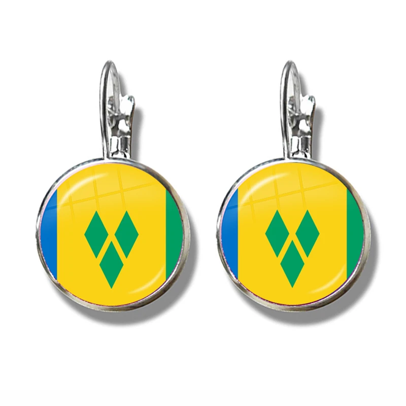 The Commonwealth of Dominica,Saint Lucia,Saint Vincent and the Grenadines,Barbados,Grenada,Ecuador Flag French Hook Earrings