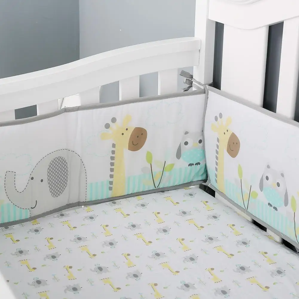 4 Pcs Baby Bed Bumper Protector Crib Rail Cover Colorful Cute Animal Patterns Kids Cognition Improvement New Born Bedding Set