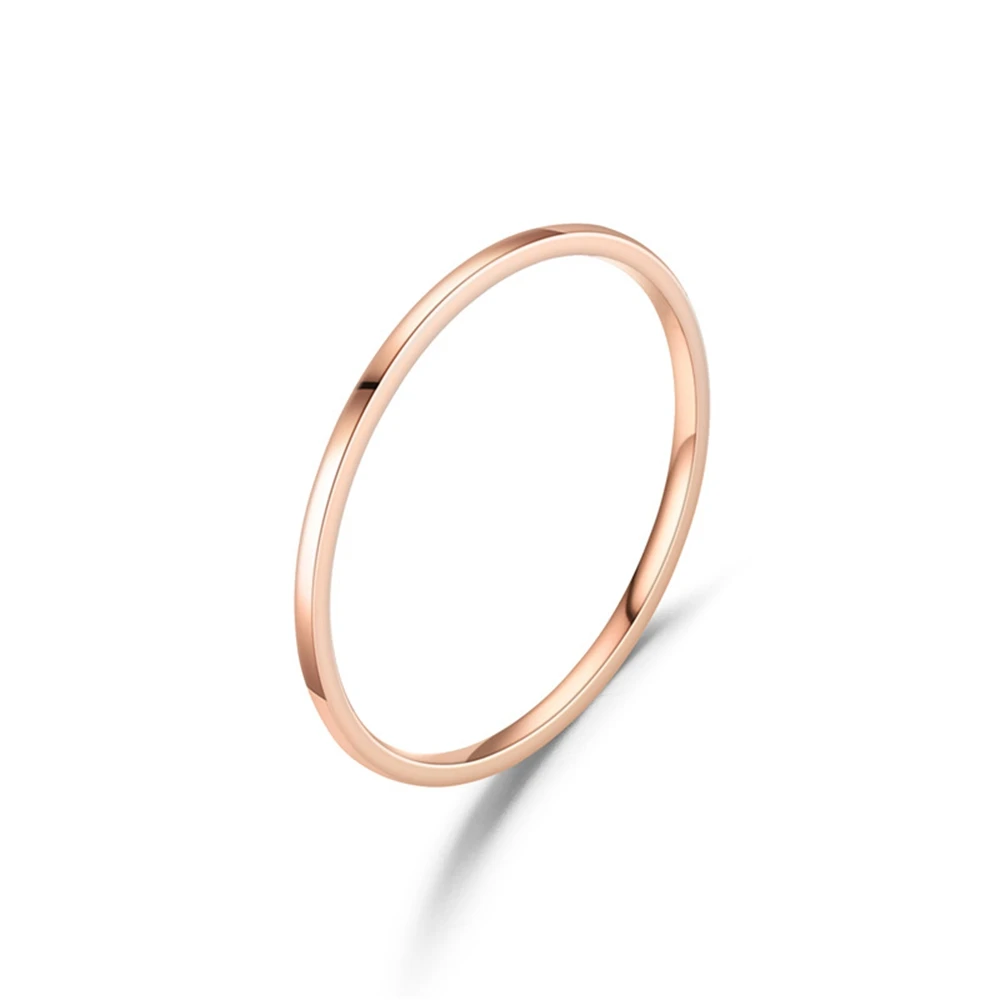 Couple's 2MM Thin Titanium Steel Smooth Ring, Rose Gold