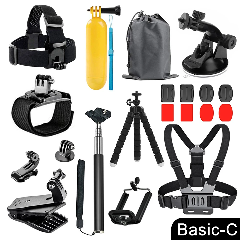 ORBMART für GoPro Zubehör-Set für Go Pro Hero 13 12 11 10 9 8 7 6 5 4 Schwarze Halterung für DJI Insta360 für Sjcam Action-Kamera