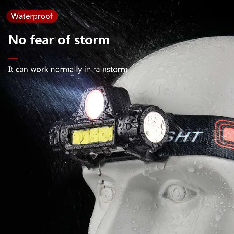Mini Q5 Built-in USB 18650 Rechargeable Battery LED Headlamp COB Work light 2 Mode With Magnet Waterproof Headlight Head Lamp