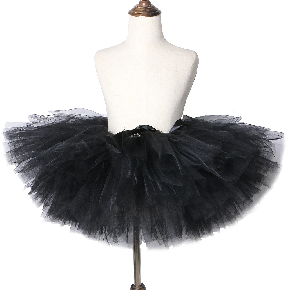 Black Skirt Tutu for Girls Tulle Skirt Child Baby Children Fluffy Tutus for Dancing Birthday Party Ball Gown Skirts Solid Color