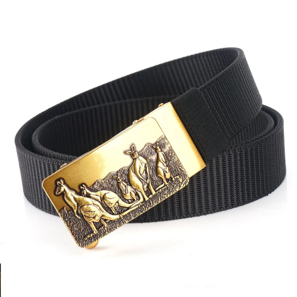 New Belt for Men Canvas Belts Men's Casual Dress BELT Designer Nylon belt Quality Good Gold Metal Automatic Alloy Belt Boys