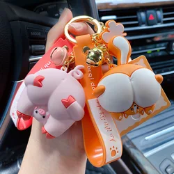 Cute Corgi Pig Butt Key Chains Lovely Cartoon Cats Panda Ass Keychain Women Men Car Bag Pendant Keyring Creative Jewelry Gift