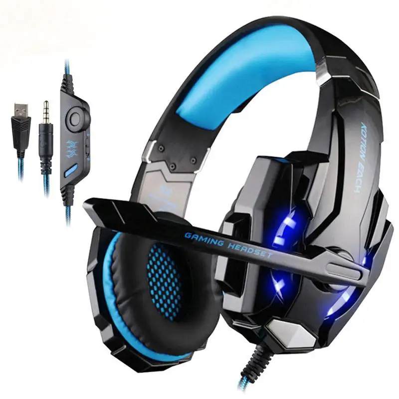 G9000 PS4 Gaming Headset Deep Bass Stereo Computer Game Headphones with Microphone LED Light for PC Laptop Gamer Wired 3.5mm