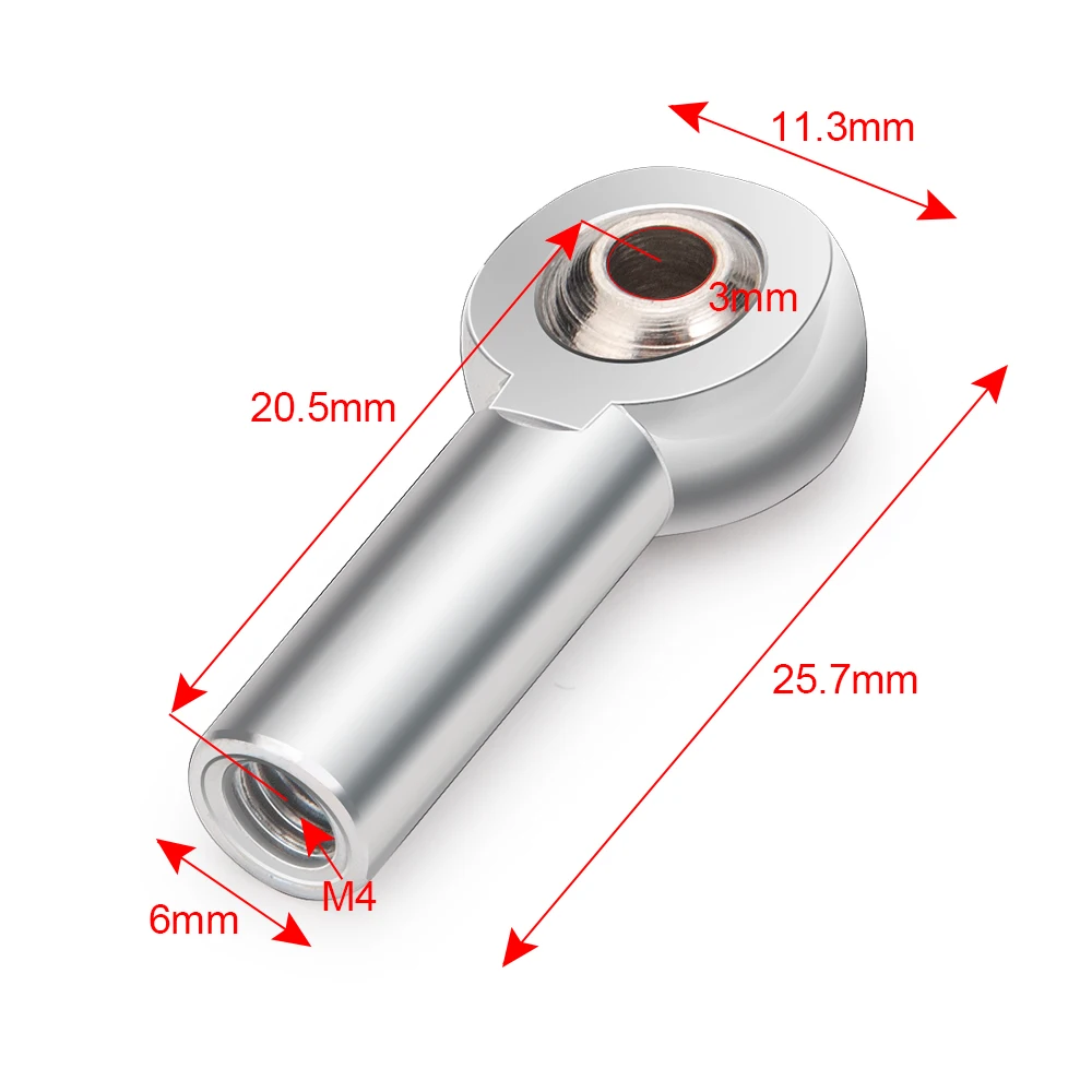 AXSPEED 5Pcs Aluminum Alloy M4 Clock-wise Thread Tie Push Link Rod End Joint Ball Head for 1/10 RC Car Buggy Truck Model Parts