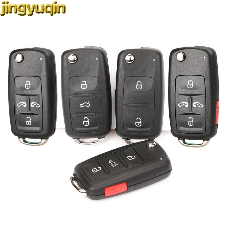 

Jingyuqin 30pcs Flip Remote Car Key Shell Fob For VW Polo Jetta Golf MK6 Tiguan Touareg 202AD 202H 202Q 2/3/4/5 Button KeyCase