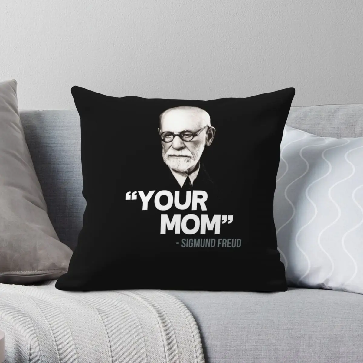 Your Mom Sigmund Freud Square Pillowcase Polyester Linen Velvet Pattern Zip Decor Pillow Case Sofa Seater Cushion Cover 18\